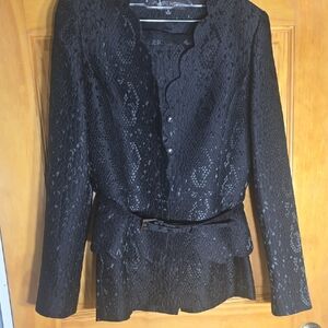 Albert Nipon Black Textured Blazer